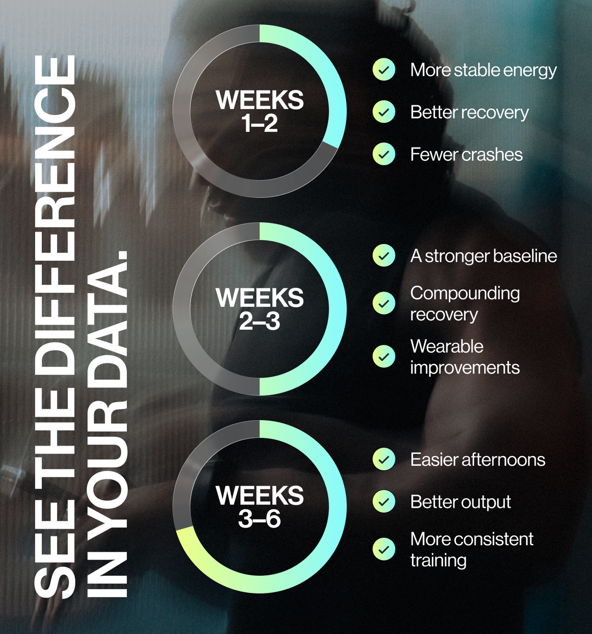 infographic showing three circular progress 